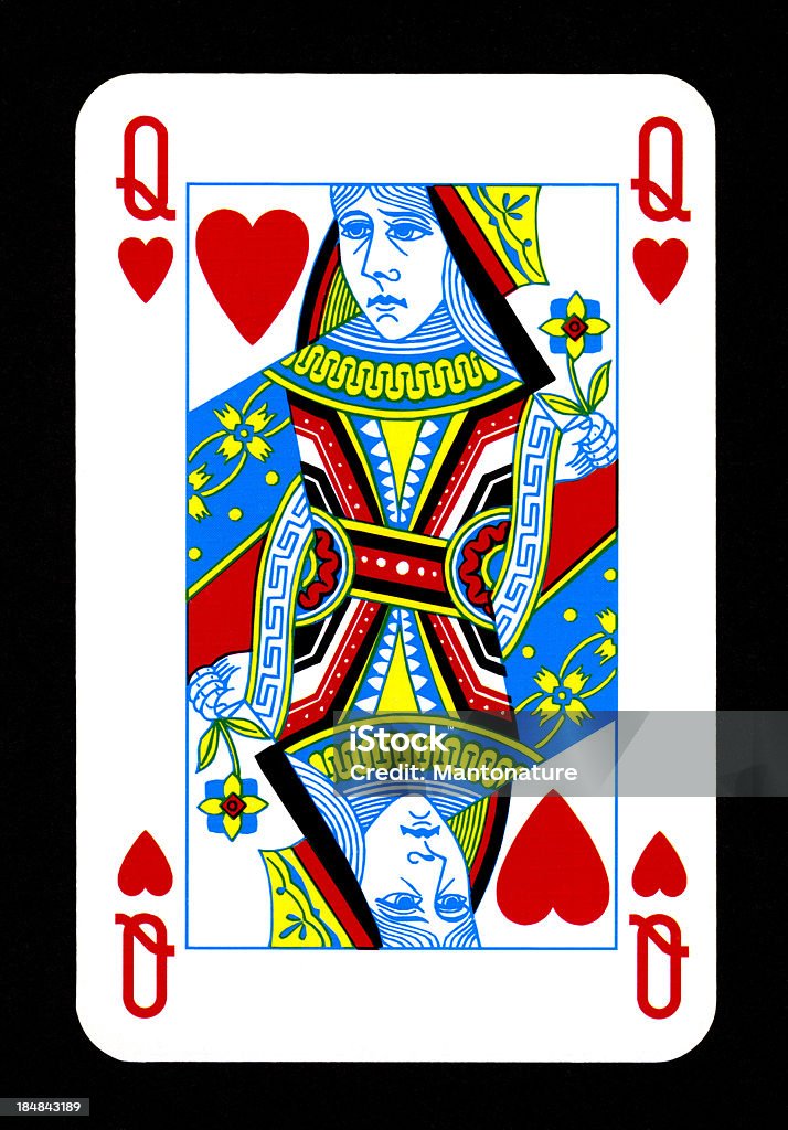 Tocando la tarjeta: Queen de corazones - Foto de stock de Carta de la reina libre de derechos