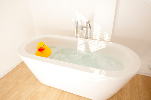 rubber duck in modern bath