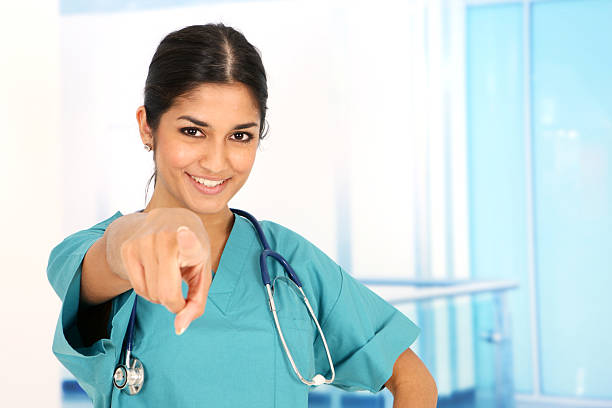 Nurse Pointing at You! stock photo
