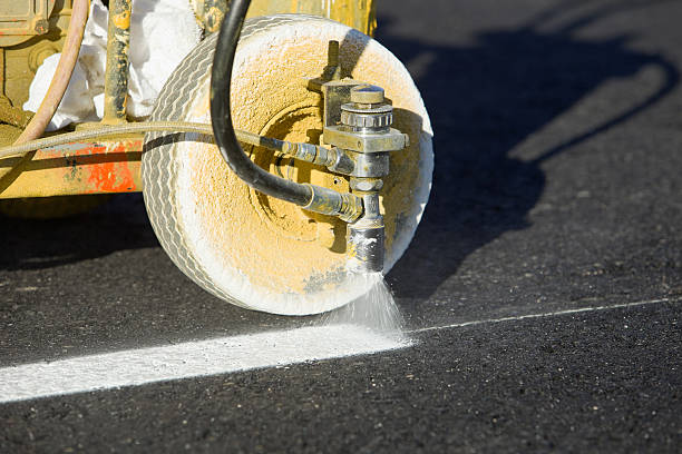 istock Parking Lot Stripe Painting on New Asphalt 184843479