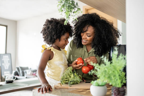 istock Mother teaching daughter how to prepare vegetables 1848437230