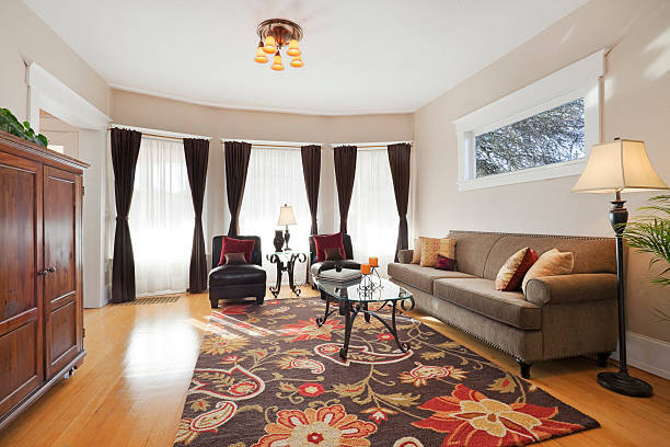 istock Elegant clean living room with large windows 184844597