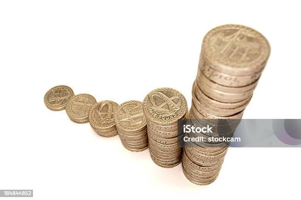 Stack Of Pound Coins On White Stock Photo - Download Image Now - One Pound Coin, White Background, Banking