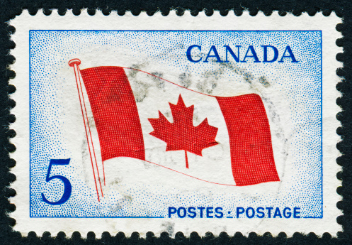 Cancelled Stamp From Canada Featuring The Canadian Flag