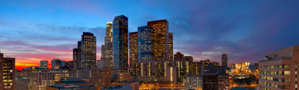 istock Panoramic View of Downtown Los Angeles at Dusk 184845162