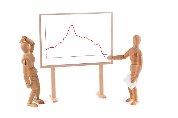 istock Wooden Mannequin and business graph 184845354