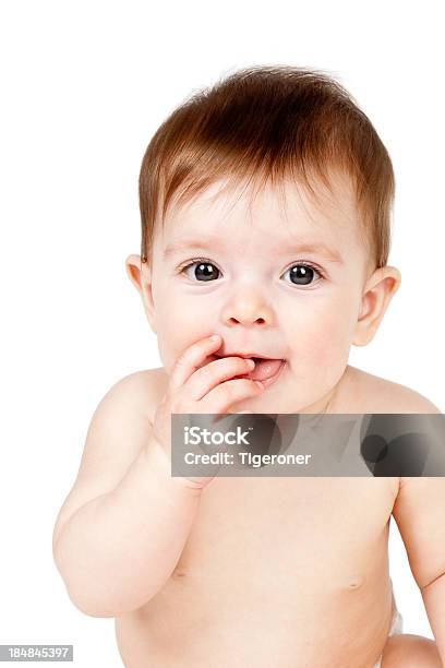 Baby Girl On White Background Stock Photo - Download Image Now - 12-17 Months, Baby - Human Age, Baby Girls