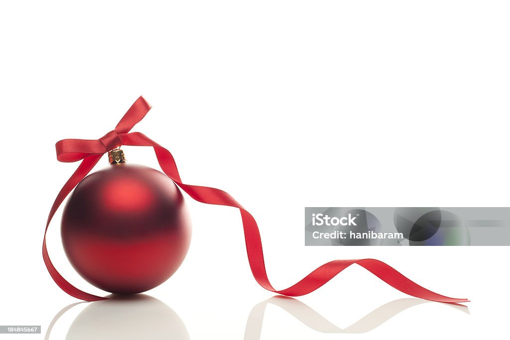 Bola de Natal vermelho fita & - Royalty-free Bola de Árvore de Natal Foto de stock