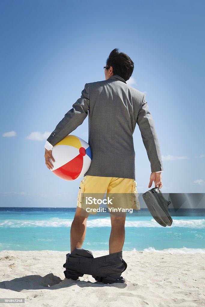Geschäftsmann auf Urlaub in der Karibik, Vt - Lizenzfrei Badebekleidung Stock-Foto
