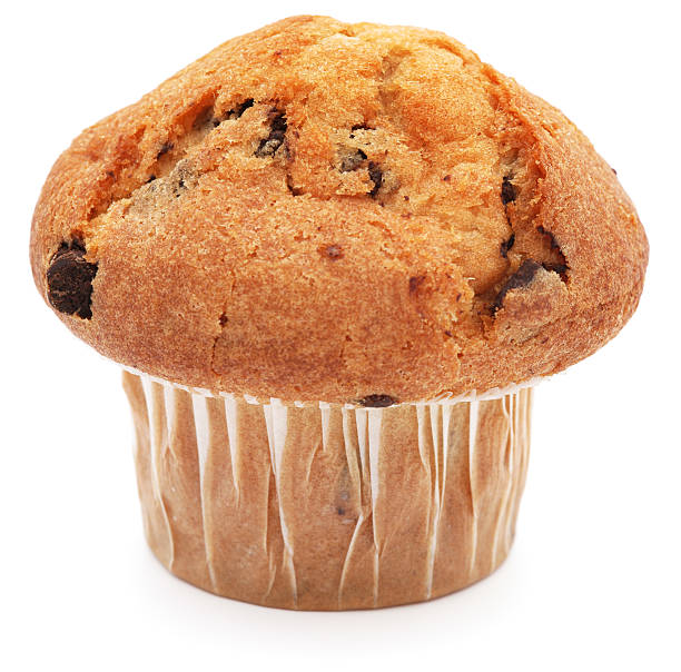 istock One chocolate chip muffin isolated on white 184847354