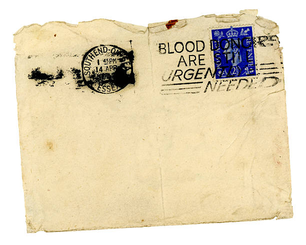 istock 1940's beige faded envelope with blue postage from Southend 184847545
