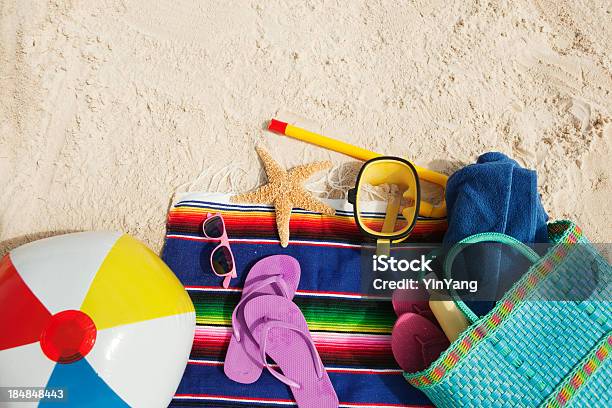 Summer Holiday Vacation Beach Bag And Fun Supply And Toy Stock Photo - Download Image Now