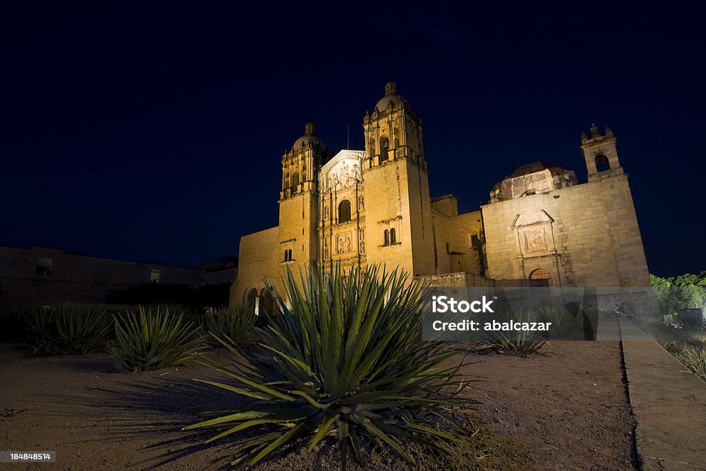 Santo Domingo Temple "Facade of the church and museum of Santo Domingo in Oaxaca, Mexico. UNESCO wold heritage site" Night Stock Photo