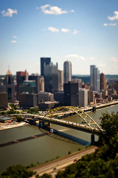 Tilt Shift view of Pittsburgh stock photo