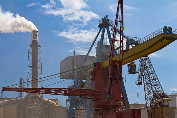 Chemical Plant "Phosphate Fertilizer Plant, Gdansk, PolandSee more INDUSTRY images here:" acid rain stock pictures, royalty-free photos & images