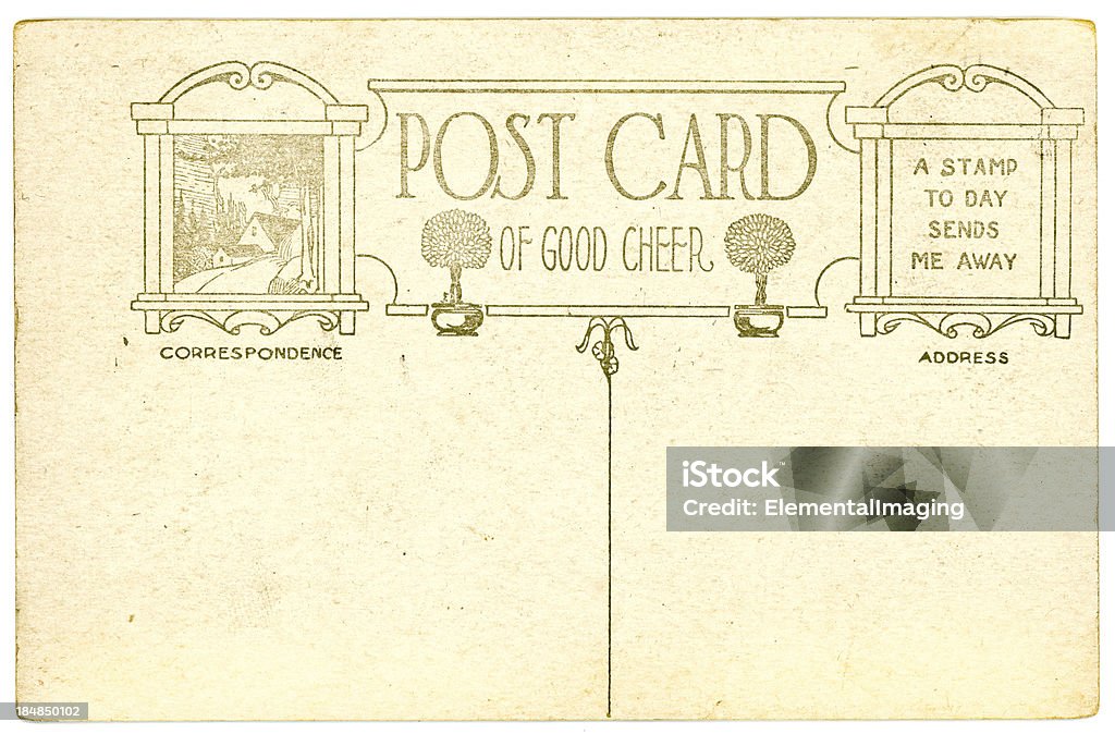 Retro Background Image of an Vintage Antique Postcard Back The back of an vintage postcard Postcard Stock Photo