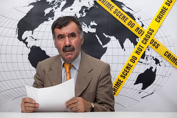 istock Anchorman introducing crime news on television 184850524