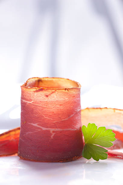 Bulgarian cuisine sliced beef meet rolled stock photo