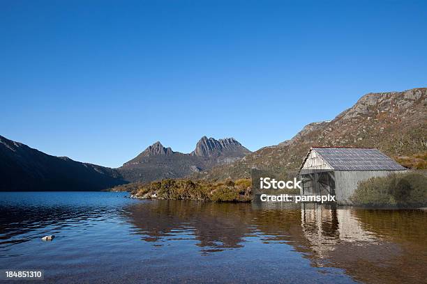 Cradle Mountain Dove Lake Boat Shed With Clear Blue Sky Stock Photo - Download Image Now