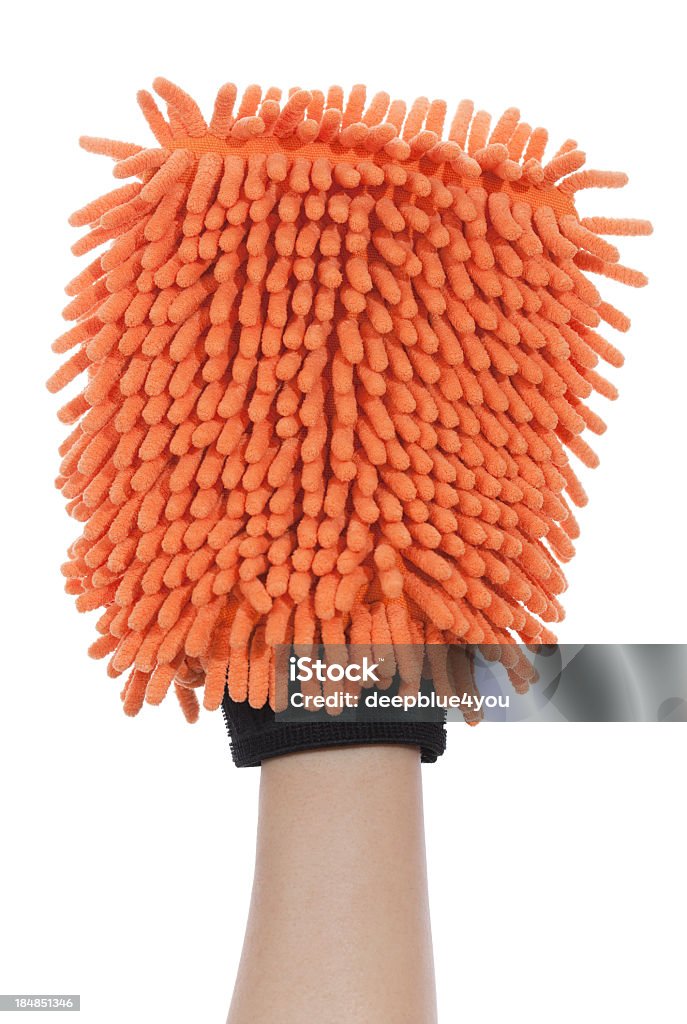 Microfibres Paire de gants Orange sur la main - Photo de Adulte libre de droits