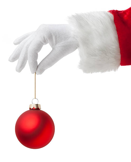 санта-клаус с рождественские шар. - christmas ball стоковые фото и изображения