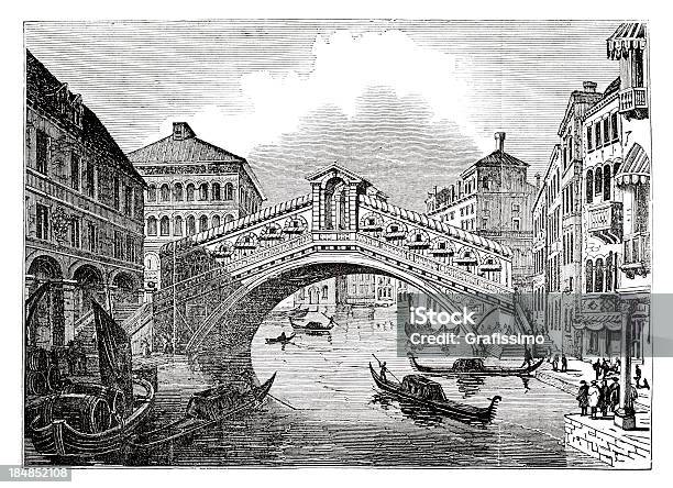 Vetores de Aviso Da Ponte De Rialto Sobre O Grande Canal Em Veneza Itália e mais imagens de Século XVIII