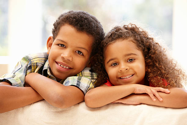 istock Mixed race girl and boy at home 184852601