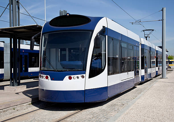 istock Modern tram parked at the metro station 184853192