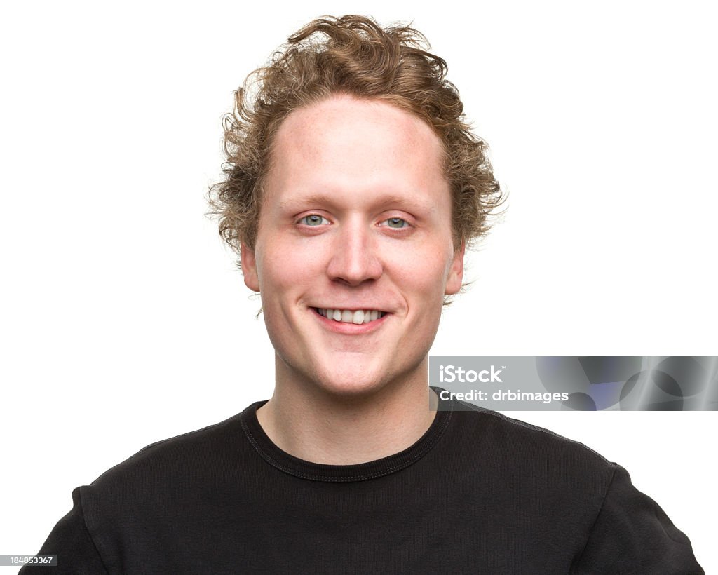 Happy Young Man Portrait of a young man on a white background. http://s3.amazonaws.com/drbimages/m/jm.jpg Mug Shot Stock Photo