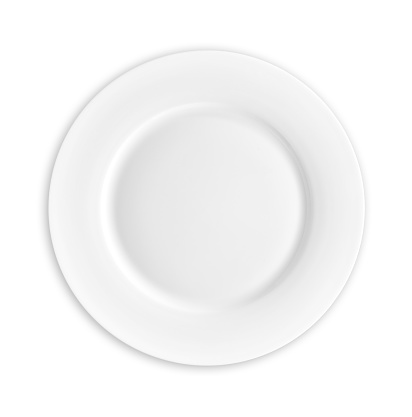 Empty plate on white with clipping path