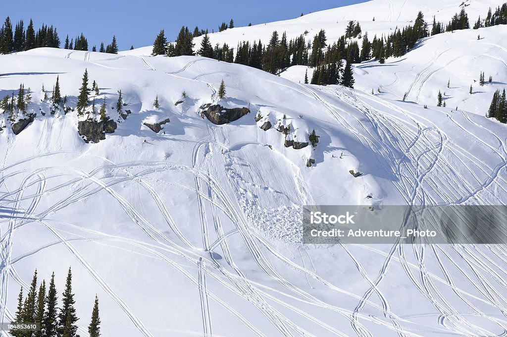 Avalalanche autorisation et des pistes de motoneige - Photo de Avalanche libre de droits