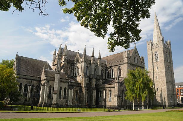 Exterior view of St. Patrick's Cathedral in Dublin, Ireland stock photo