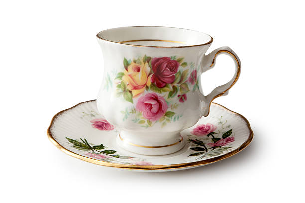 istock Hot Drinks: Vintage Cup of Tea Isolated on White Background 184855542