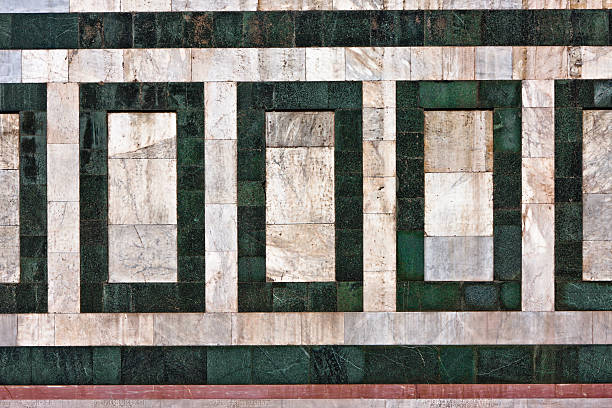 Geometrical green and white marbles of the Duomo di Firenze (Tuscany, Italy)