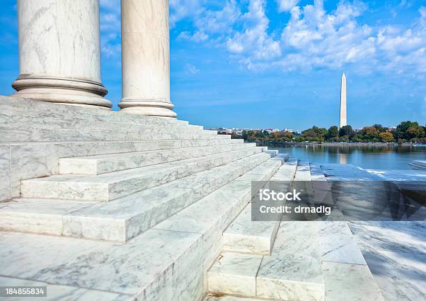 Jefferson Memorial Steps And Columns With Washington Monument Stock Photo - Download Image Now