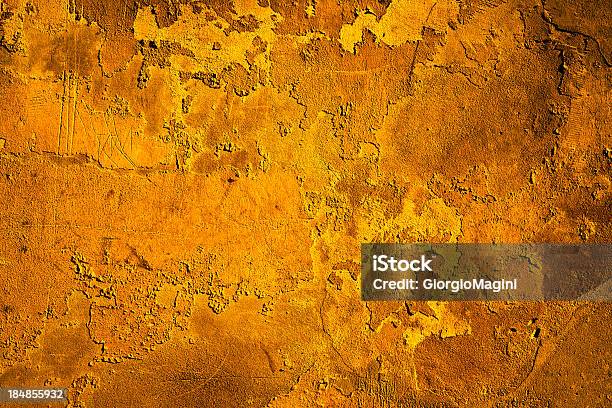 Grunge Yellow Tuscan Wall Texture Background Stock Photo - Download Image Now - Architectural Feature, Architecture, Backgrounds