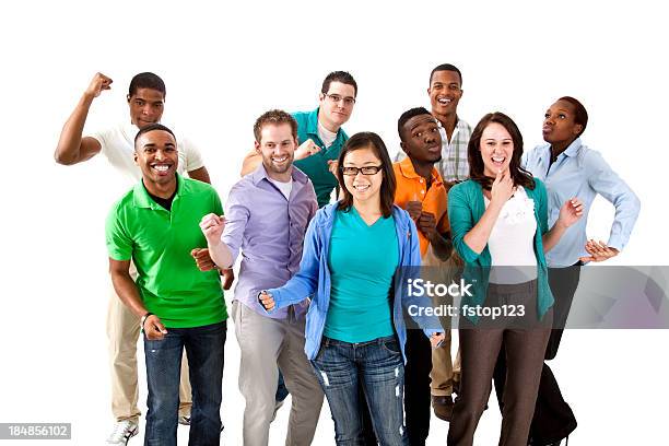 Large Group Of Multi Ethnic People On White Background Stock Photo - Download Image Now