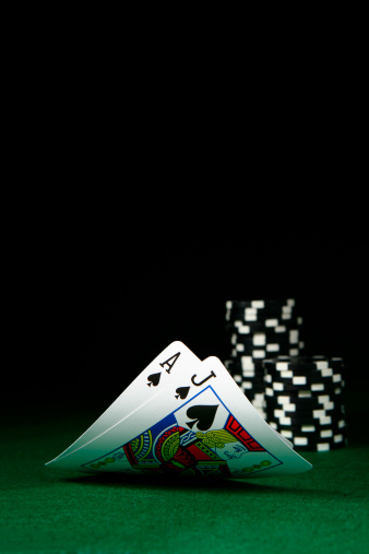 Black Jack with Poker Chips.