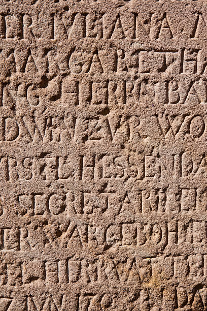 istock Antique stone engraving from 1731 with german text 184857041