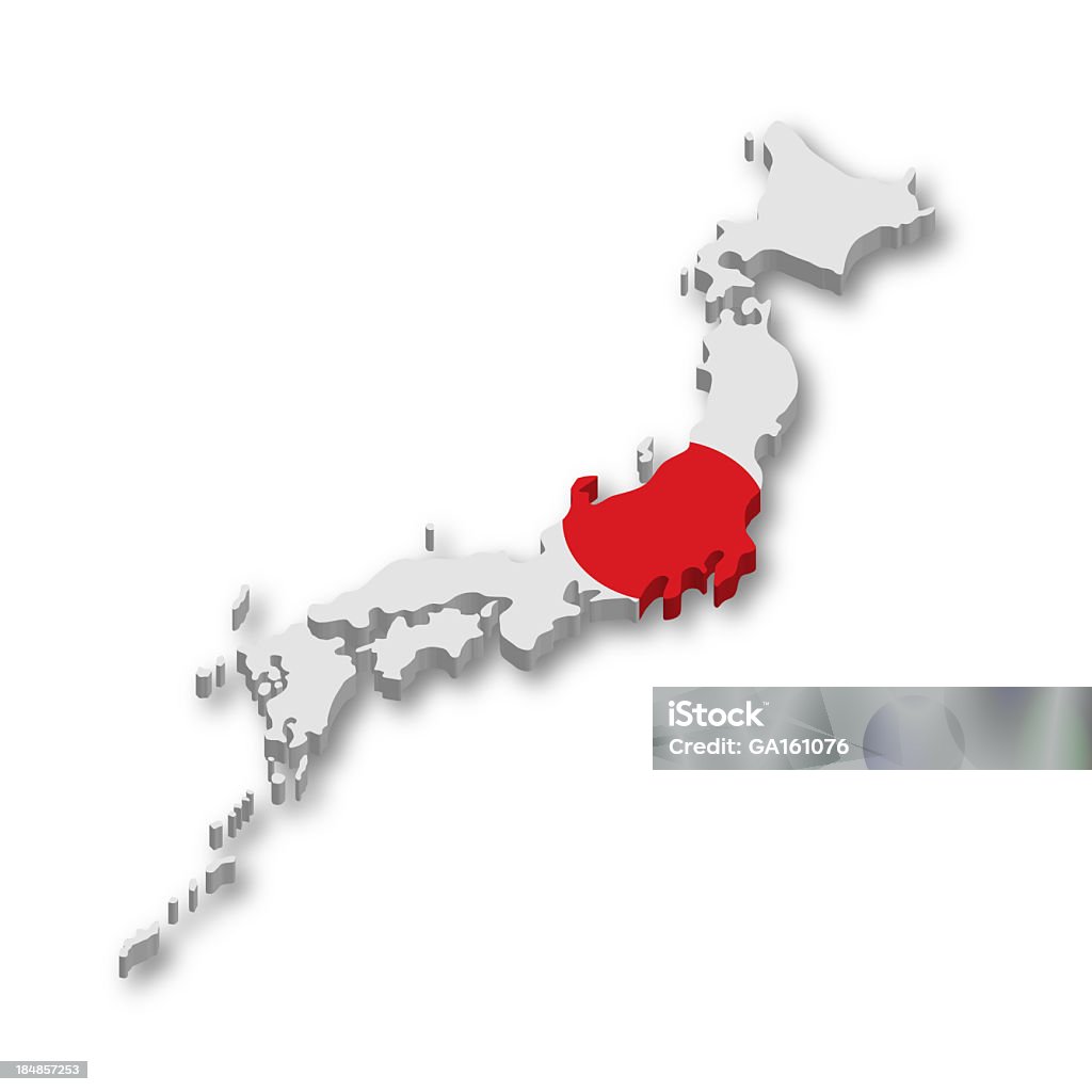 Mappa 3D Bandiera del Giappone - Foto stock royalty-free di Giappone