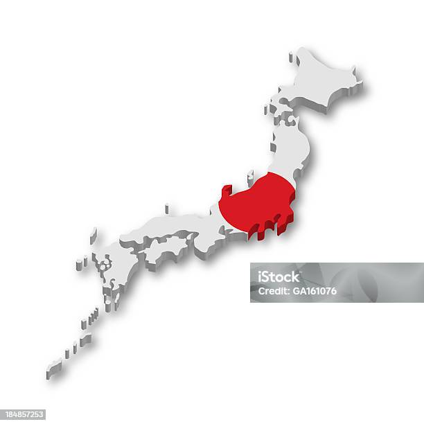 Mappa 3d Bandiera Del Giappone - Fotografie stock e altre immagini di Giappone - Giappone, Bandiera, Carta geografica