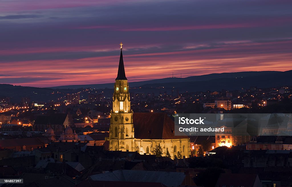 Saint Michael's Cathedral at dawn "Cathedral at dawn, a beautiful medieval landmark in Cluj Napoca, Romania" Cluj Napoca - Romania Stock Photo