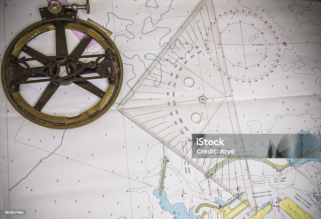 Old nautical compass Chart Stock Photo