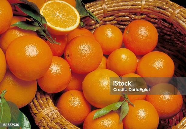 Composition With Oranges In And Out A Wicker Basket Stock Photo - Download Image Now