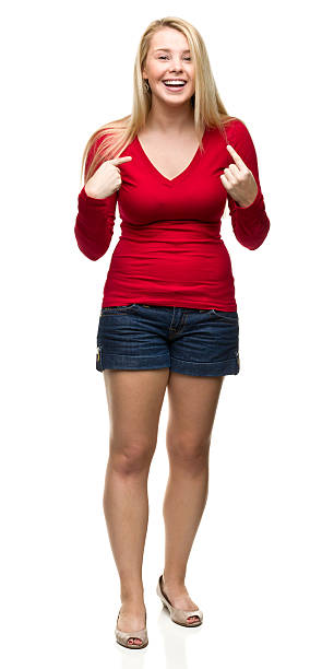 istock Excited Young Woman Pointing at Herself 184857947