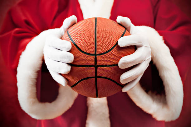 Santa Claus with basketball stock photo