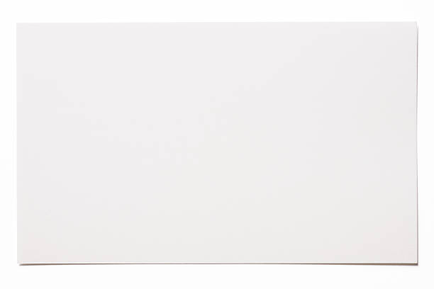 isolated shot of blank white card on white background - eenvoud fotos stockfoto's en -beelden