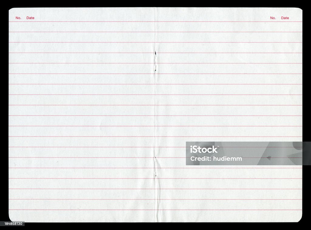 Notepad page paper background textured Notepad page paper textured isolated on black background. Art Stock Photo