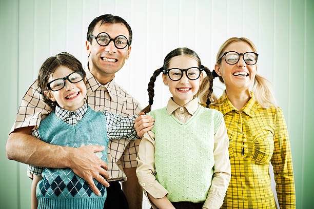 istock Embraced nerd family smiling at the camera 184858132