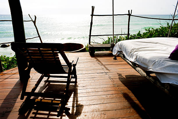 istock Chair with view over the Caribbean 184858243